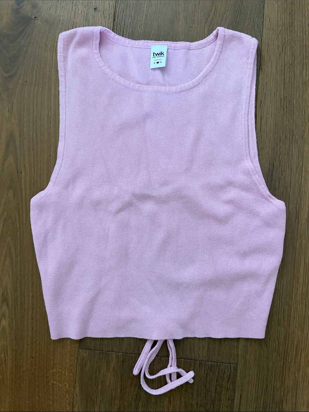 twik Light Pink Knit Tank with Adjustable Tie Hem